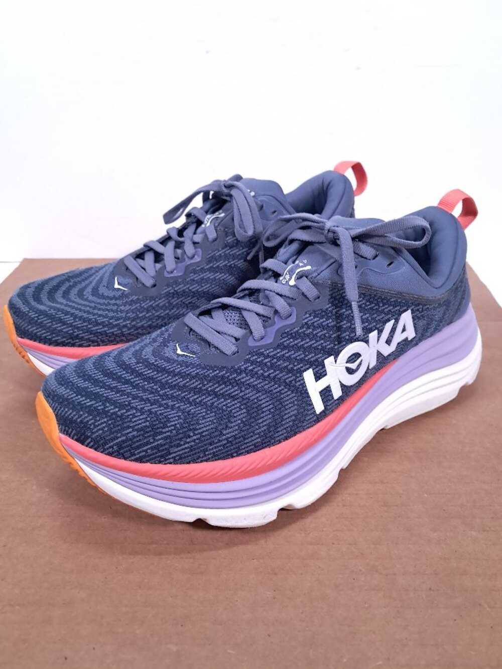 Hoka Gaviota 5 Shoes Women 9.5 B Anchor / Grapefruit Athletic Running Sneakers - Picture 2 of 16